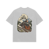 Mountain Express — Premium Oversized T-shirt in Light Grey — model