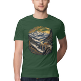 Valley Journey — Regular Unisex T-shirt in Forest Green — model