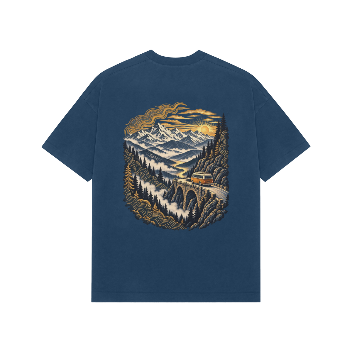 Valley Journey — Premium Oversized T-shirt in Navy — model