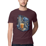 Monsoon Window — Regular Unisex T-shirt in Burgundy — model
