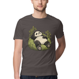 Lounge Panda — Regular Unisex T-shirt in Charcoal — model