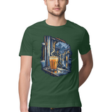 Monsoon Window — Regular Unisex T-shirt in Forest Green — model