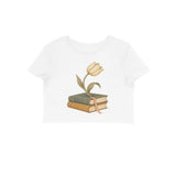 Petal Pages — Women's Crop Top - White