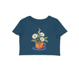 Café Bloom — Women's Crop Top - Navy Blue
