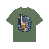 Monsoon Window — Premium Oversized T-shirt in Forest Green — model