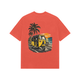 Coastal Auto — Premium Oversized T-shirt in Burgundy — model