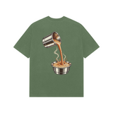 Coffee Arc — Premium Oversized T-shirt in Forest Green — model