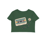 Mixtape Meadow — Women's Crop Top - Olive Green