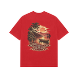 Dawn Contours — Premium Oversized T-shirt in Red — model