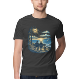 Evening Company — Regular Unisex T-shirt in Black — model