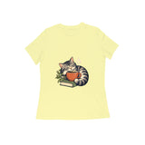 Cafe Cat — Women's Regular T-shirt - Butter Yellow