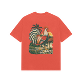 Village Morning — Premium Oversized T-shirt in Burgundy — model