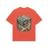 Himalayan Fork — Premium Oversized T-shirt in Burgundy — model
