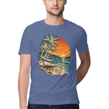 Coastal Drift — Regular Unisex T-shirt in Slate Blue — model