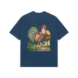 Village Morning — Premium Oversized T-shirt in Navy — model