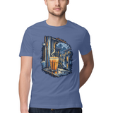 Monsoon Window — Regular Unisex T-shirt in Slate Blue — model