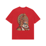 Festival Portrait — Premium Oversized T-shirt in Red — model