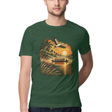 Golden Backwater — Regular Unisex T-shirt in Forest Green — model