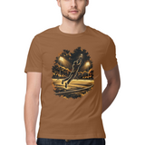 Boundary Catch — Regular Unisex T-shirt in Chocolate — model