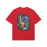 Monsoon Window — Premium Oversized T-shirt in Red — model