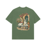 Courtyard Blooms — Premium Oversized T-shirt in Forest Green — model