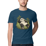 Lounge Panda — Regular Unisex T-shirt in Navy — model