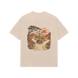 Desert Routes — Premium Oversized T-shirt in Beige — model