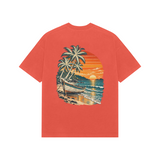 Coastal Drift — Premium Oversized T-shirt in Burgundy — model