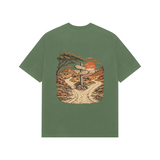 Desert Routes — Premium Oversized T-shirt in Forest Green — model