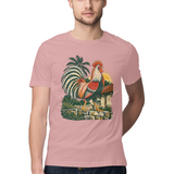 Village Morning — Regular Unisex T-shirt in Dusty Rose — model