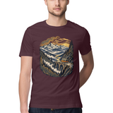 Valley Journey — Regular Unisex T-shirt in Burgundy — model
