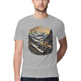Valley Journey — Regular Unisex T-shirt in Ash Grey — model