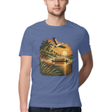 Golden Backwater — Regular Unisex T-shirt in Slate Blue — model