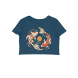 Koi Orbit — Women's Crop Top - Navy Blue
