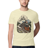 Mountain Express — Regular Unisex T-shirt in Sand — model