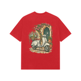 Courtyard Blooms — Premium Oversized T-shirt in Red — model