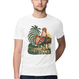 Village Morning — Regular Unisex T-shirt in White — model