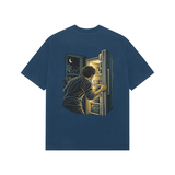 Fridge Glow — Premium Oversized T-shirt in Navy — model
