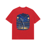 Under the Floodlights — Premium Oversized T-shirt in Red — model