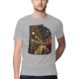 Platform Lanterns — Regular Unisex T-shirt in Ash Grey — model