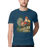 Village Morning — Regular Unisex T-shirt in Navy — model