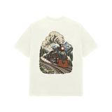 Mountain Express — Premium Oversized T-shirt in Ivory — model