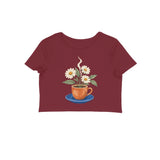 Café Bloom — Women's Crop Top - Maroon