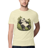 Lounge Panda — Regular Unisex T-shirt in Sand — model
