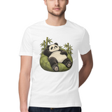 Lounge Panda — Regular Unisex T-shirt in White — model