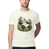 Lounge Panda — Regular Unisex T-shirt in Ivory — model