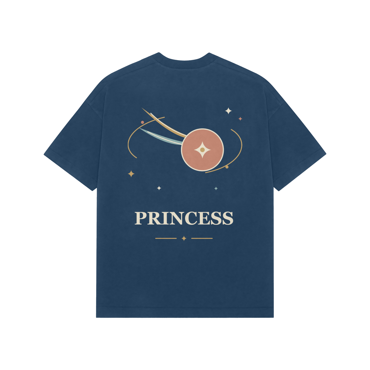 Orbit Princess — Premium Oversized T-shirt in Navy — model