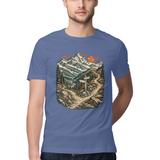 Himalayan Fork — Regular Unisex T-shirt in Slate Blue — model