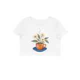 Café Bloom — Women's Crop Top - White
