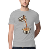 Coffee Arc — Regular Unisex T-shirt in Ash Grey — model
